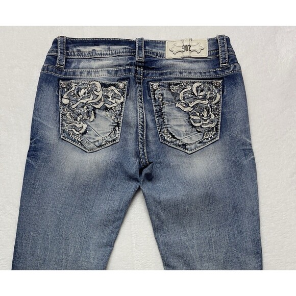 Miss Me Signature Skinny Women's Size 26 Patched Distressed Rhineston Jeans - Picture 12 of 14